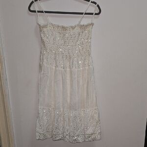 Elegant White Sequin Midi Dress Size Large Never worn! Nice!